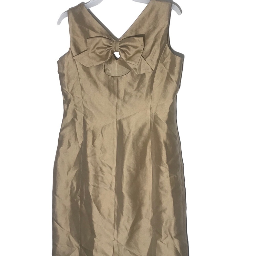 Talbots Gold Sheath Midi Dress V-Neck Sleeveless